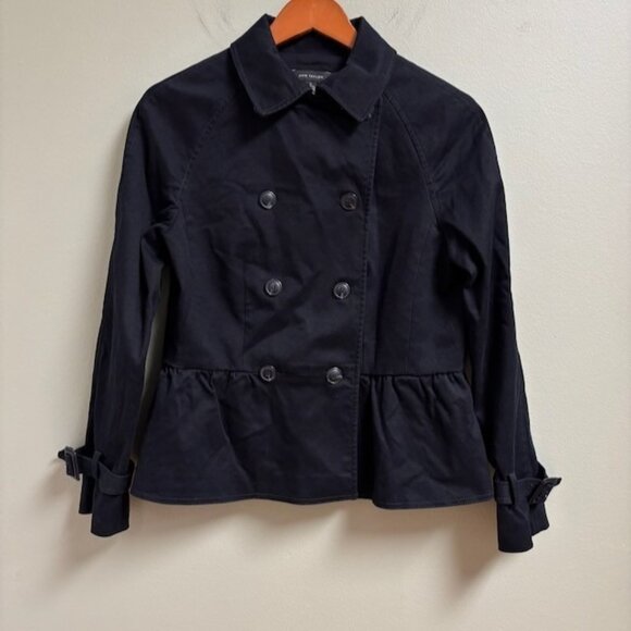 Ann Taylor Womens Double-breasted Jacket Size 10 Black Peplum Minimalist Career - Picture 1 of 12